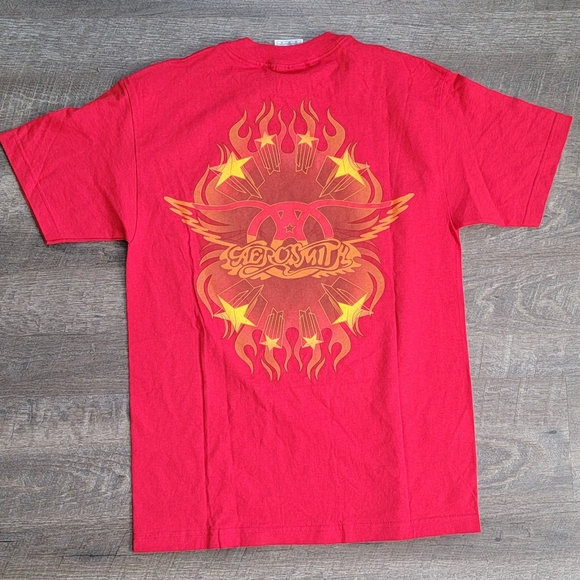Vintage '03 Aerosmith Tour T-Shirt Men's M Red Graphic Screen Print 100% Cotton - Picture 2 of 10